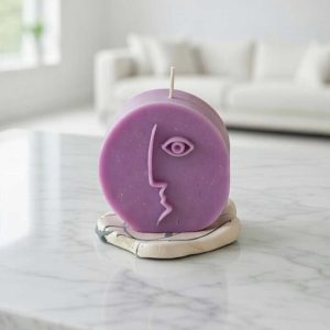 scented candle, soy wax, lavender vanilla aroma, picasso, 100gr, purple