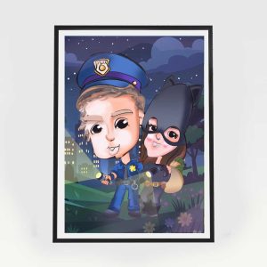 custom kids caricature, made to order, 2 person