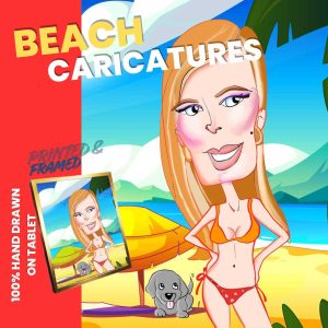custom beach caricature, made to order, 1 person (copy)